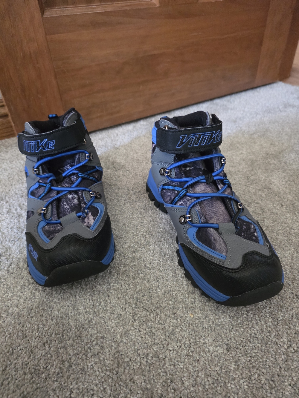 Kids Blue and Gray Outdoor Adventure Boots